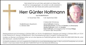 Traueranzeige Günter Hoffmann
