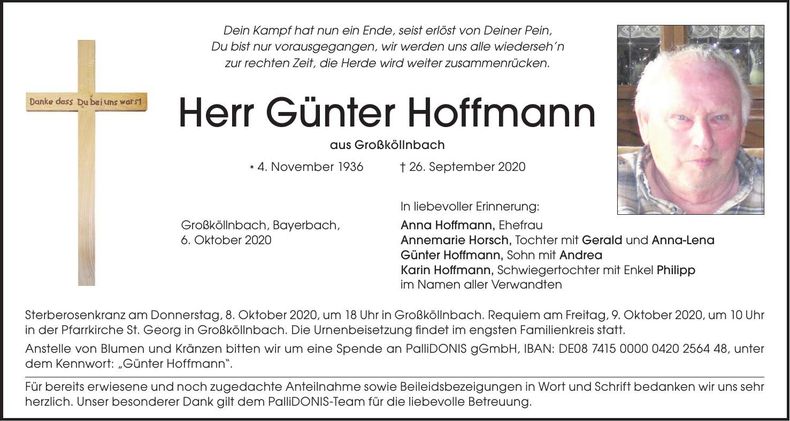 Traueranzeige Günter Hoffmann