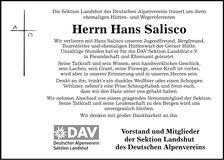 Traueranzeige Hans Salisco