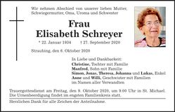 Traueranzeige Elisabeth Schreyer