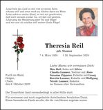 Traueranzeige Theresia Reil