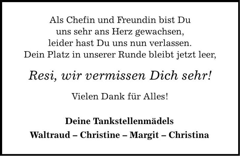 Traueranzeige Theresia Müller