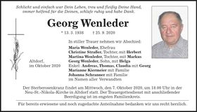 Traueranzeige Georg Wenleder