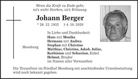 Traueranzeige Johann Berger