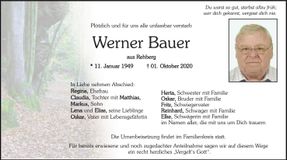 Traueranzeige Bauer Werner