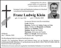 Traueranzeige Ludwig Klein