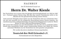 Traueranzeige Walter Kienle