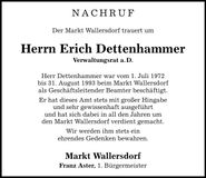 Traueranzeige Erich Dettenhammer