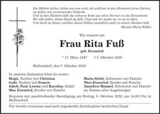 Traueranzeige Rita Fuß