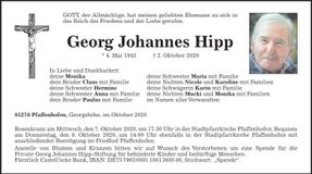 Traueranzeige Georg Johannes Hipp