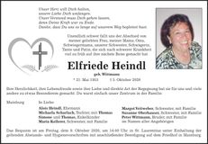 Traueranzeige Elfriede Heindl