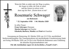 Traueranzeige Schwager Rosemarie