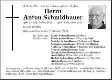 Traueranzeige Anton Schmidbauer
