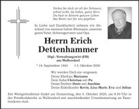 Traueranzeige Erich Dettenhammer