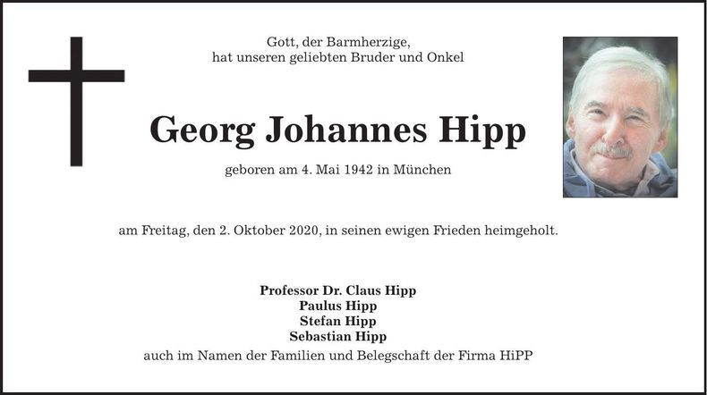 Traueranzeige Georg Johannes Hipp