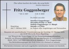 Traueranzeige Fritz Guggenberger