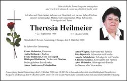 Traueranzeige Theresia Heilmeier
