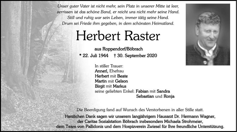 Traueranzeige Raster Herbert