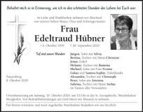 Traueranzeige Edeltraud Hübner