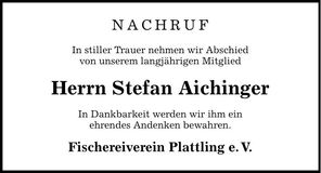 Traueranzeige Stefan Aichinger