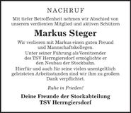 Traueranzeige Markus Steger