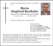 Traueranzeige Siegfried Rasthofer