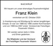 Traueranzeige Franz Klein