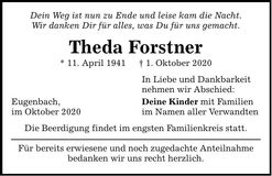Traueranzeige Theda Forstner