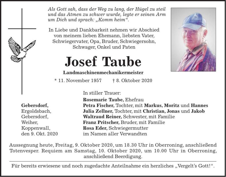 Traueranzeige Josef Taube