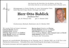 Traueranzeige Otto Bablick