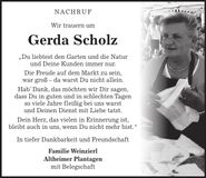 Traueranzeige Gerda Scholz