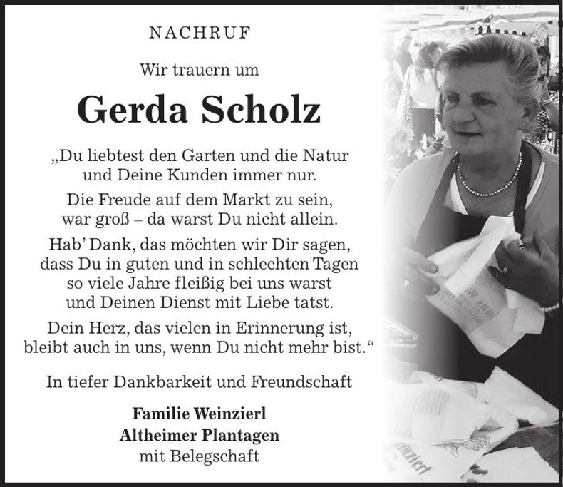 Traueranzeige Gerda Scholz