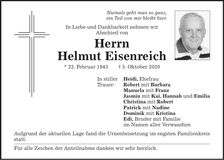 Traueranzeige Helmut Eisenreich