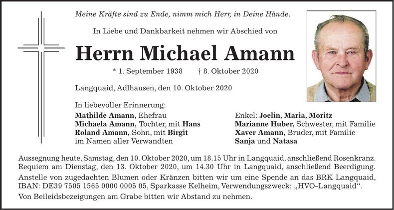 Traueranzeige Michael Amann