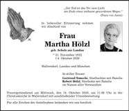 Traueranzeige Martha Hölzl