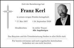 Traueranzeige Franz Kerl