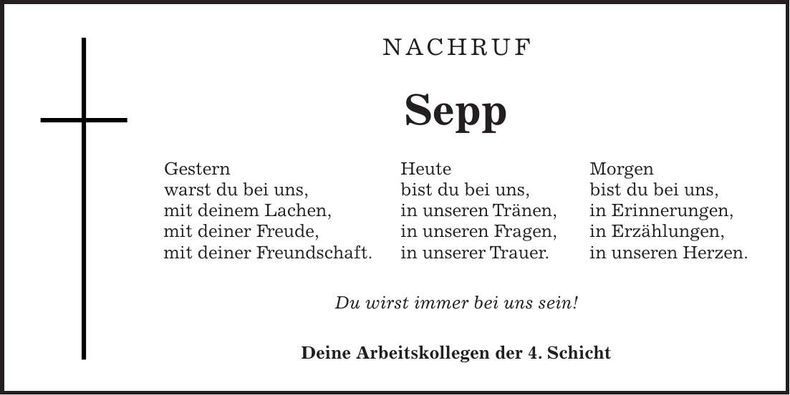 Traueranzeige Kiermeier Sepp