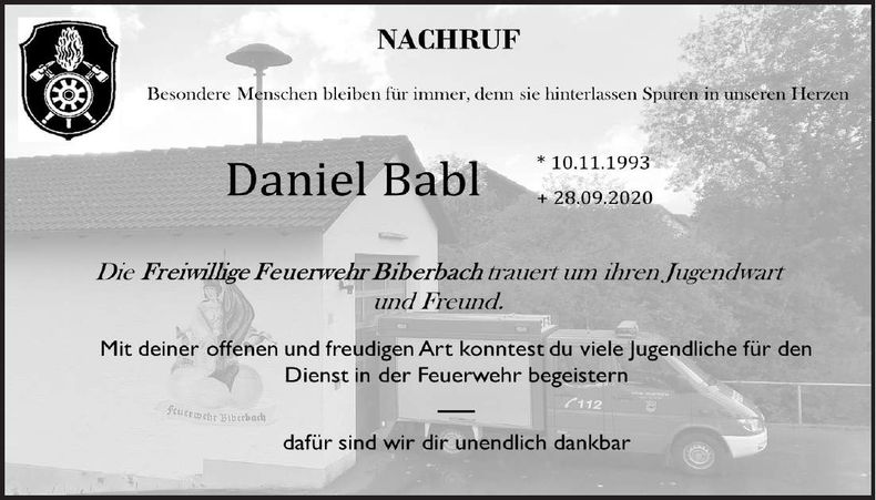 Traueranzeige Danile Babl