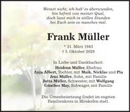 Traueranzeige Frank Müller