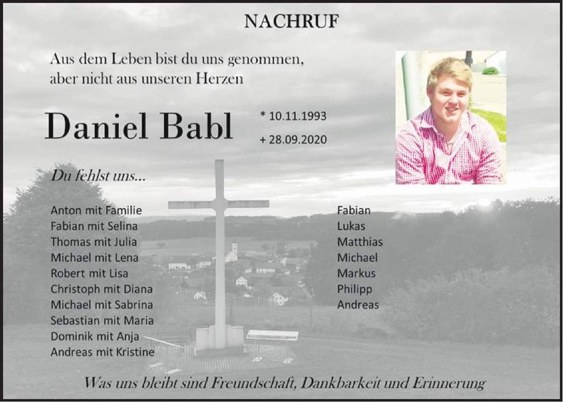 Traueranzeige Daniel Babl
