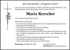 Traueranzeige Maria Kerscher