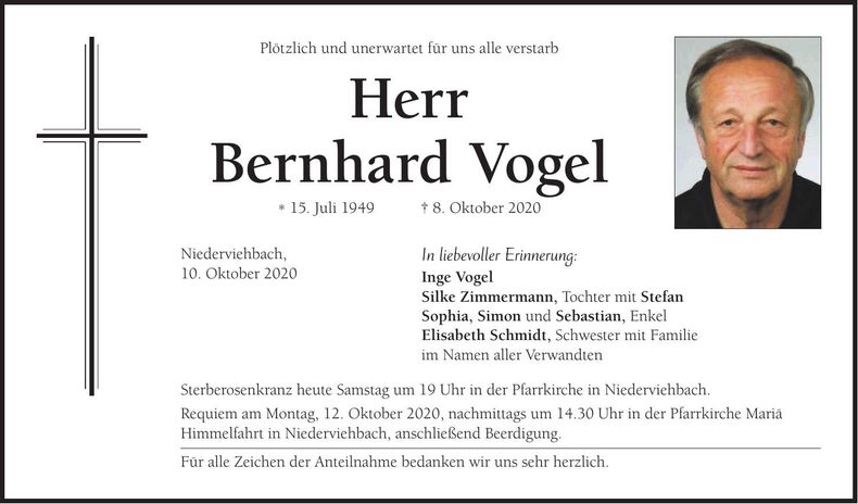 Traueranzeige Bernhard Vogel