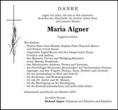 Traueranzeige Maria Aigner