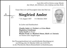Traueranzeige Siefried Amler