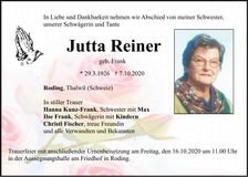 Traueranzeige Elfriede Jutta Reiner