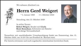Traueranzeige Gerd Weigert