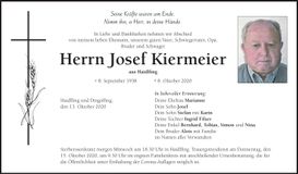Traueranzeige Josef Kiermeier