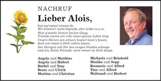 Traueranzeige Alois Dengler