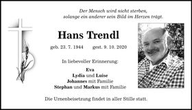 Traueranzeige Hans Trendl