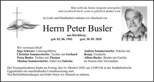 Traueranzeige Peter Busler